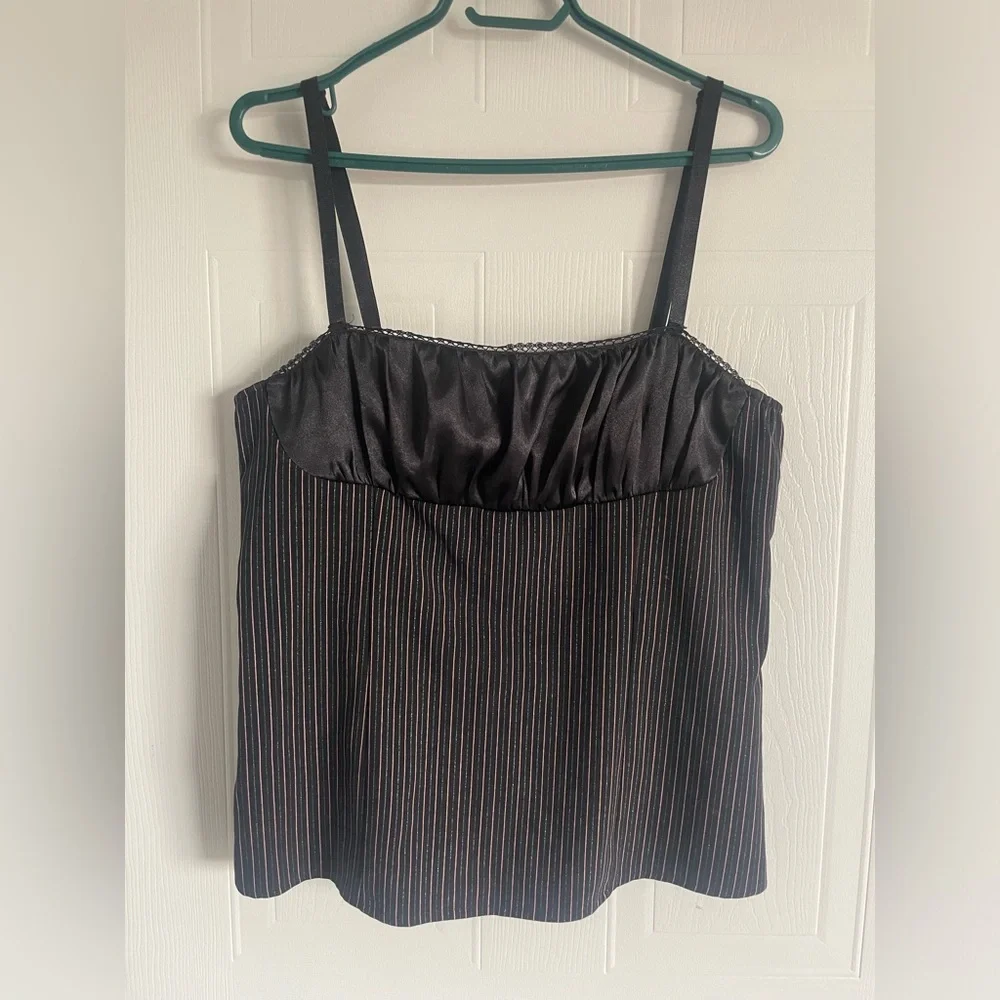 Pinstripe Mall Goth Cami XL Morbid Threads - Picture 2 of 13